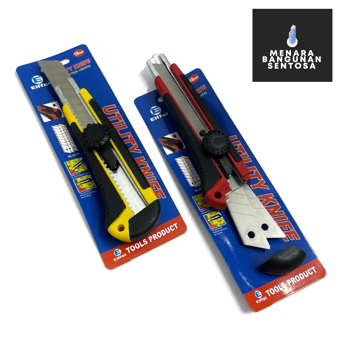 Pisau Cutter Besar Putar + Refill - Pisau Silet Serbaguna dengan Pengunci