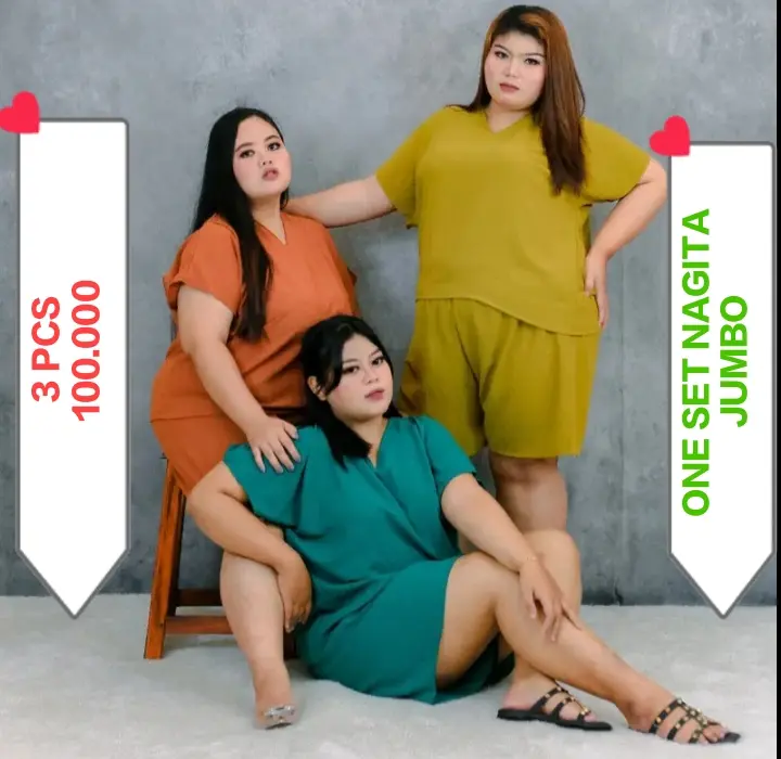 Setelan Baju Wanita Oversize Oneck One set vneck 100 dapat 3 pcs 0