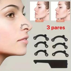 3 pares de clips nasales transparentes, realzador del puente nasal, corrector de belleza nasal, reductor de abanico nasal, moldeador de nariz, fijador de maquillaje