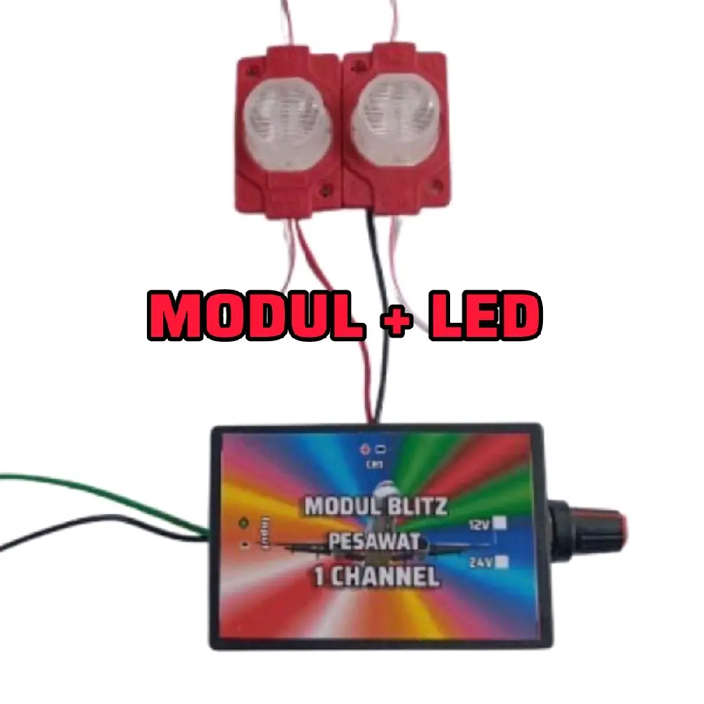 Modul Blitz Kolong Pesawat plus 2 Led 1 channel 12 volt dan 24 volt Peralatan Listrik Control Remote Toy