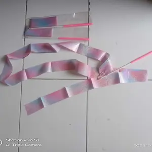 2m Twirl ribbon pita senam ritmik Berwarna-warni Pita panjang Twirl Ribbon + Stick Alat peraga latihan senam profesional