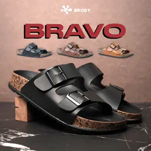 Brody BRAVO Sandal Slop Pria Sendal Slide On Cowok Kasual Model Birken Gesper Sol Karet Terbaru Jepit