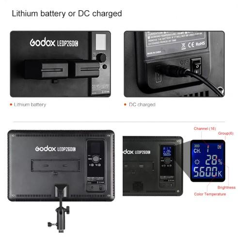 Godox Lampu Video LED P260c Portabel Dapat Diredupkan 260 Lampu Video LED Baterai 2