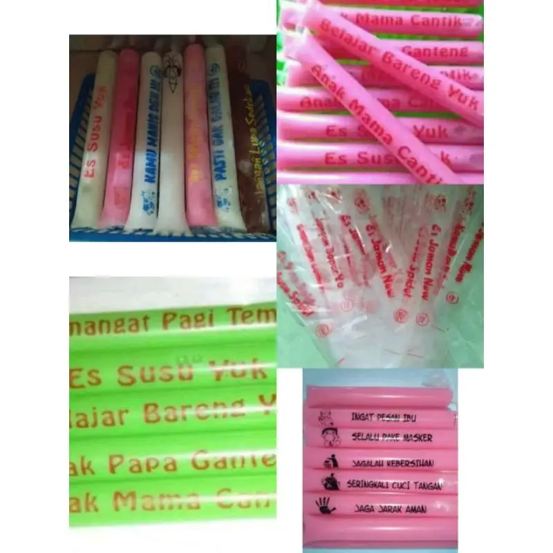 plastik es Mambo sablon 100 ukuran 3x23 tiap2 warna