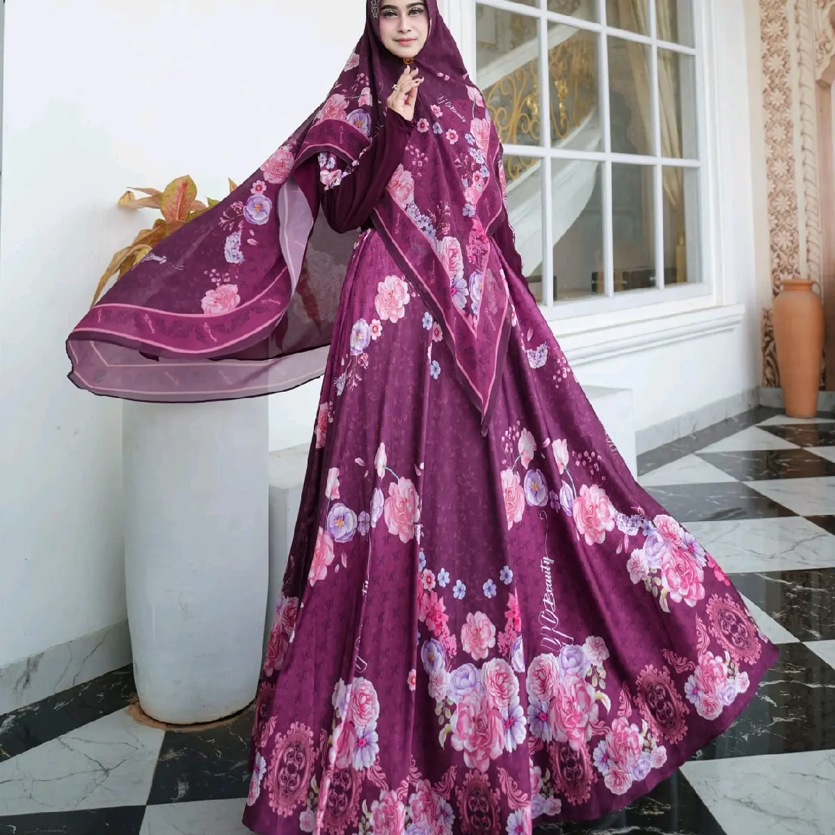 Gamis Azalea Tilleix Brukat Timbul Tangan Ziper Alktif