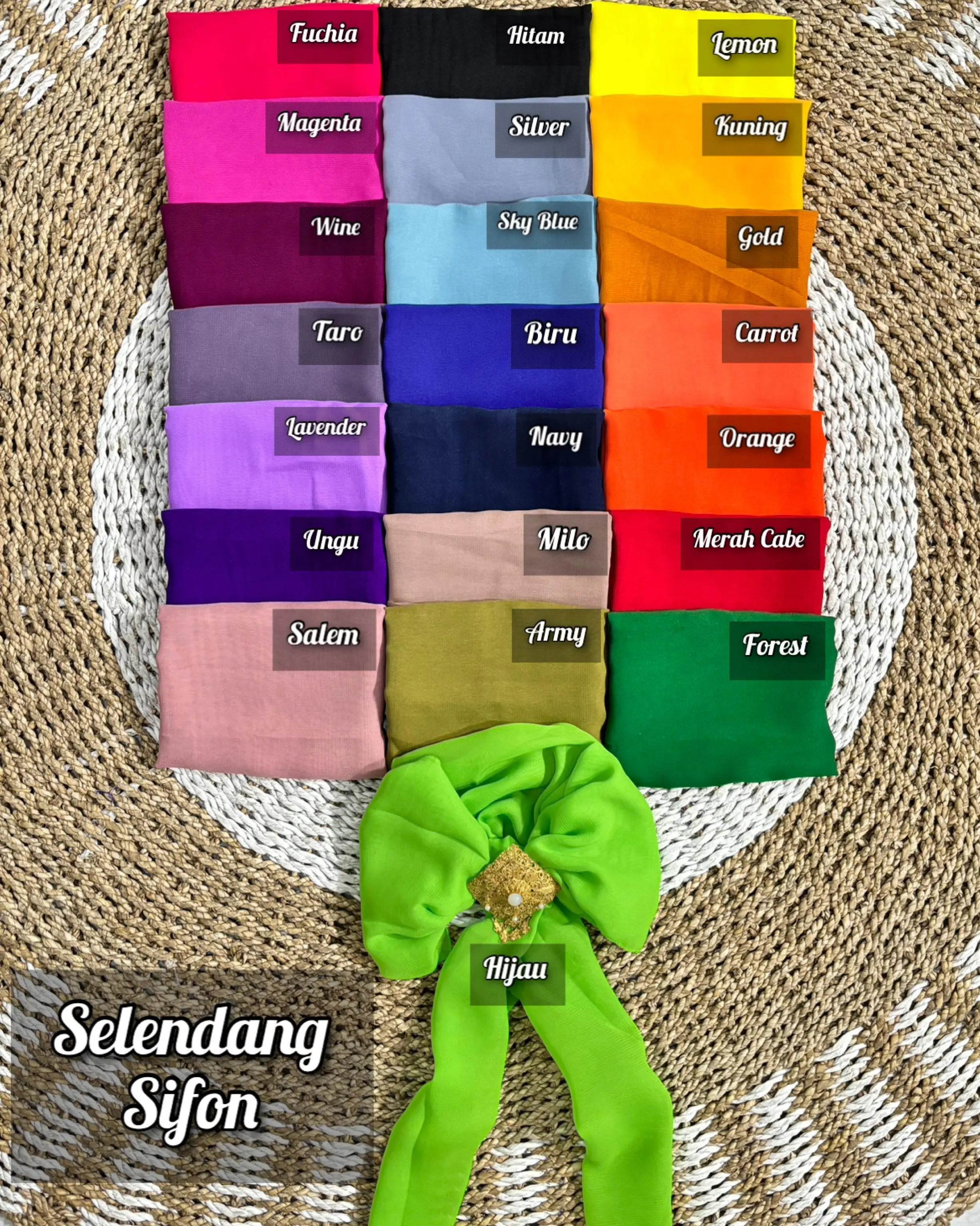 Selendang Sifon Muat Pinggang Jumbo