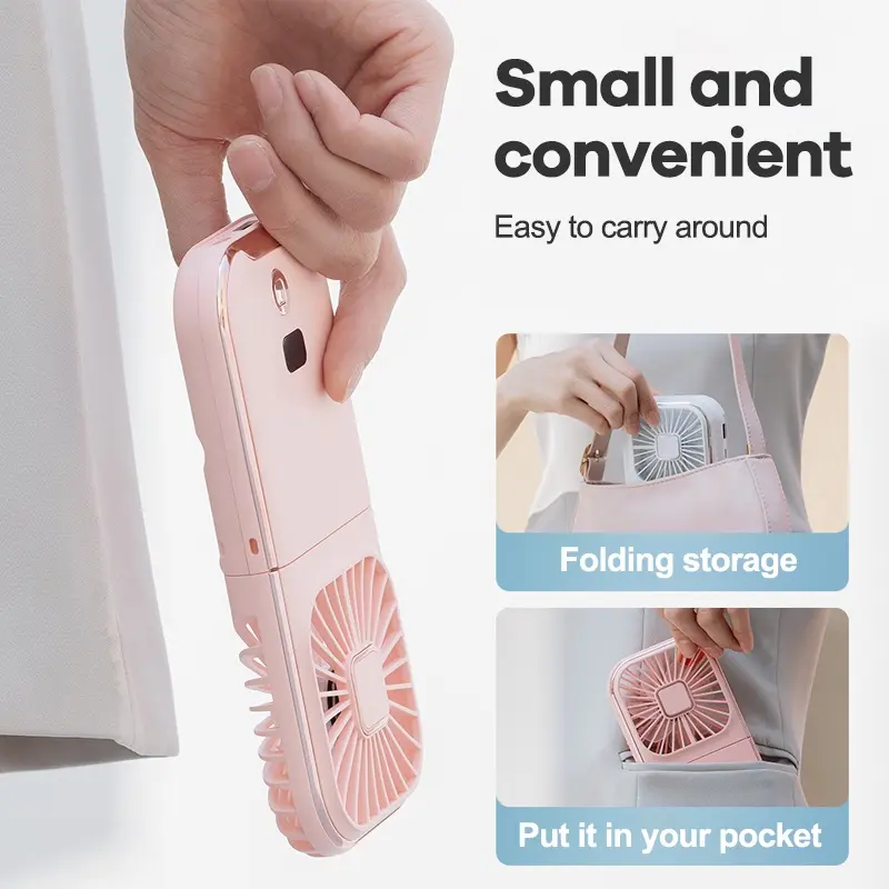 Goojodoq Kipas Angin Portable Mini USB Lipat Dudukan Ponsel /3 in1 Kipas Genggam Mini Lipat Kipas Angin /Power Bank 3000mAh /Pemegang Ponsel /Listrik Senyap Portabel USB 3 Gear 5