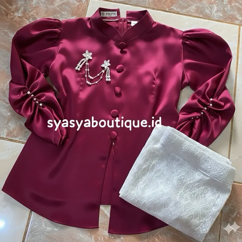 Magenta+Songket Putih Silver