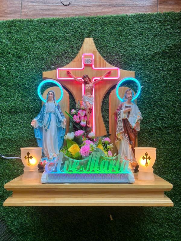 Bộ Bàn Thờ Công Giáo ,Tượng Cao 30CM Có Đèn Led - Bàn Thờ Công Giáo Đông Phương Fatima NCDS-0010
