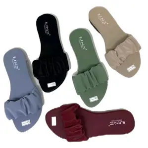 Sandal flat wanita sandal cantik kerut