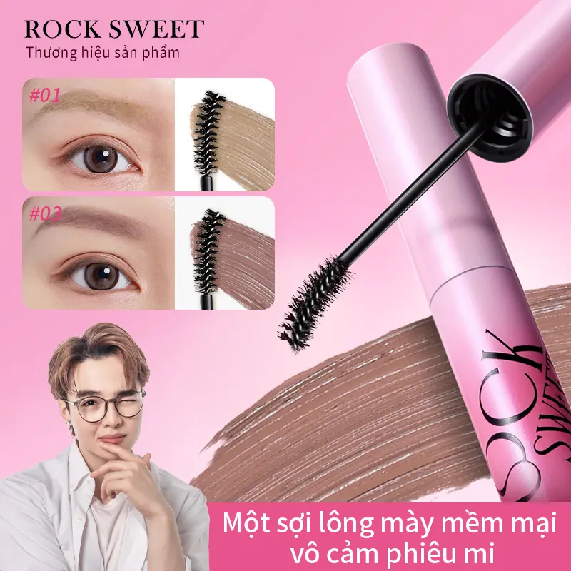 ROCK SWEET Màu Lông Mày Tint Nhung Sương , Lâu Trôi, Nhìn Lông Mày Hoang Dã, Lông Mày Bền, Màu Cà Phê Sữa, Chống Nhòe,Chống nước & Chống mồ hôi,Trang điểm lông mày tự nhiên,Lì mịn nhẹ nhàng,Lên màu chuẩn,Perfect for Beginners Có tổng cộng Có sẵn 4 màu