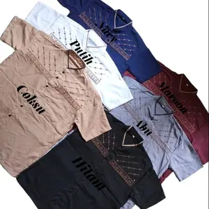 Baju Koko Pria Lengan Pendek Dewasa motif JASUKE BORDIR katun muslim ukuran STANDAR SAMPAI JUMBO