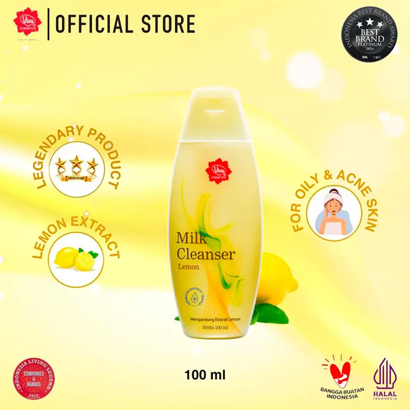 Viva Milk Cleanser Lemon 100 ML Facial Wajah Cleansing 0