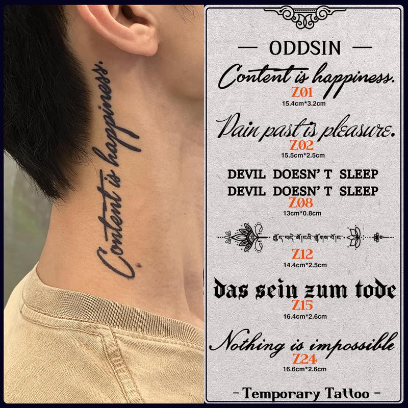 Hình Xăm Dán Tạm Thời, Dòng Phông Chữ Tiếng Anh, Không Thấm Nước, Lâu Trôi, Thời Gian Giữ Màu 15 Ngày