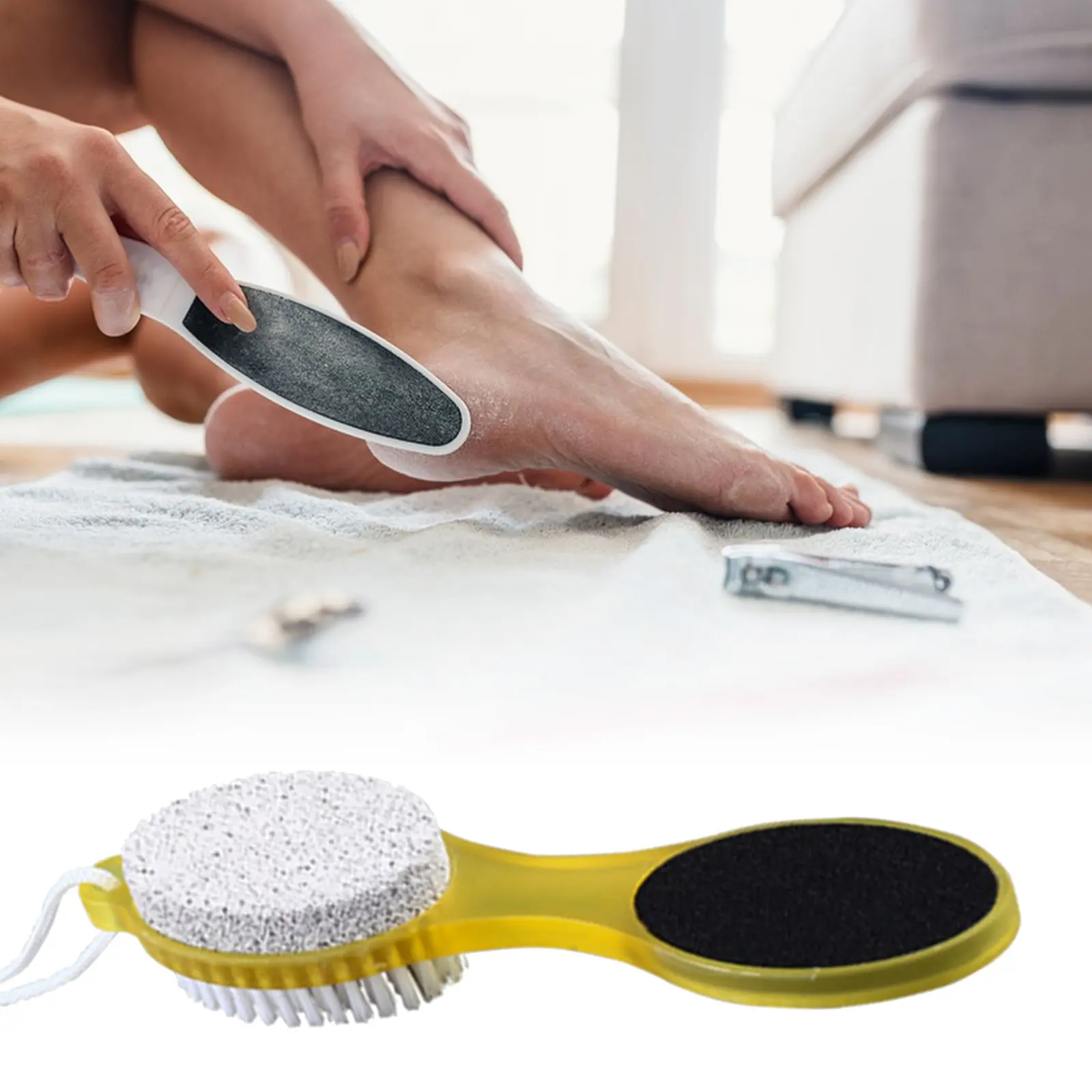 4 in 1 Pedicure Paddle Tool Kit for Salon Foot Care Feet Cleaning Brush Dead Skin Remover for Wet Home Callus Pedicure Foot Rasp Pumice Stone Callus Toe Nail Cleaning Brush Multi Purpose