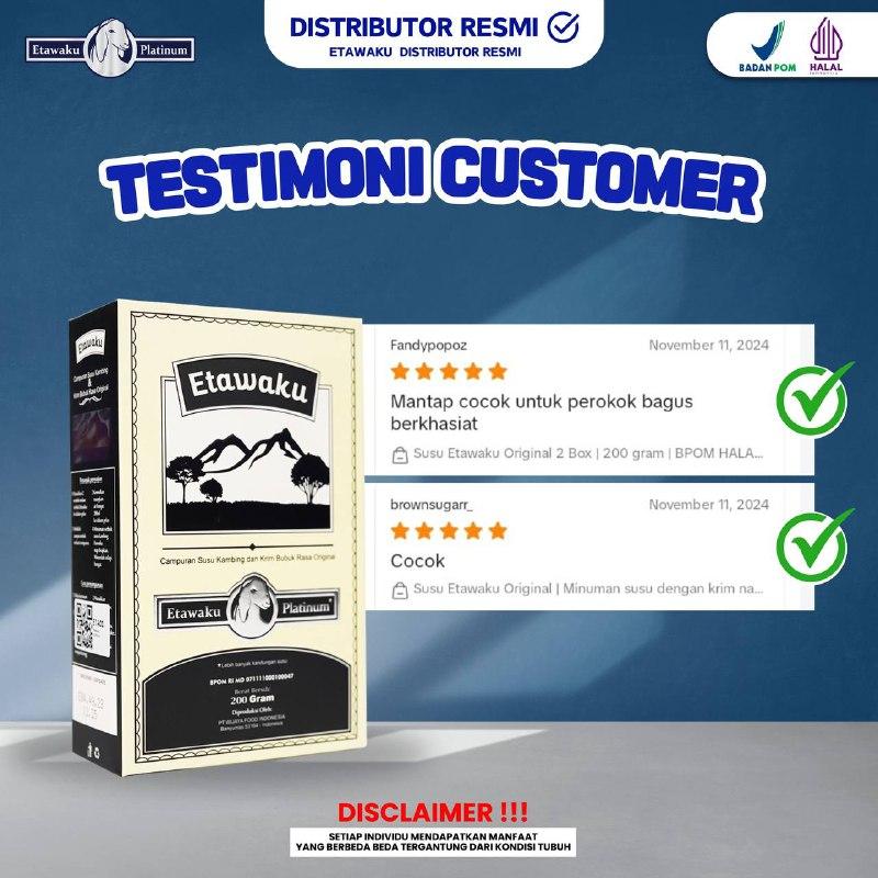 Susu Etawaku Original 2BOX | Minuman susu dengan krim nabati | Distributor resmi Etawaku [Bisa COD] Bubuk Milk Kambing Dairy 6