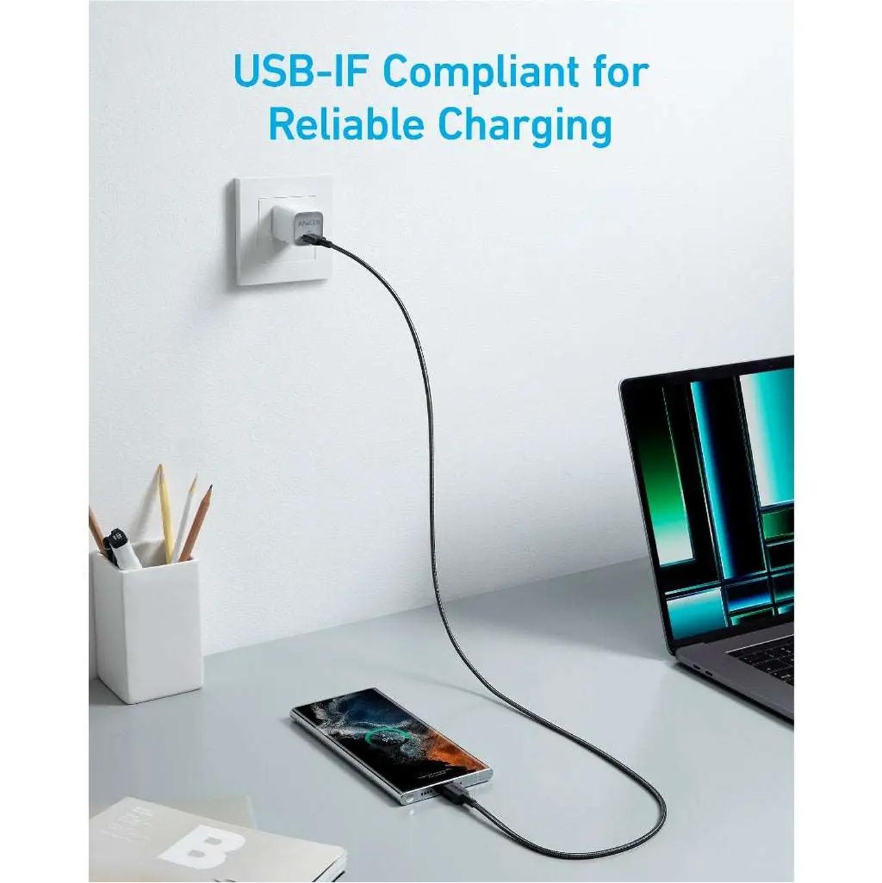 Anker Kabel Charger USB C - USB C 60W Braided 1.8m 322 Powerline - Black A81F6H11