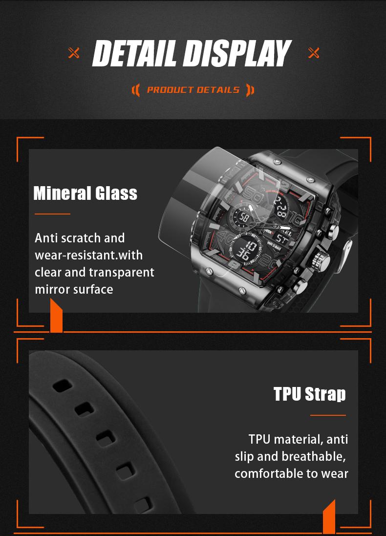 Product Introduction of นาฬิกาอิเล็กทรอนิกส์สำหรับผู้ชาย SMAEL เหมาะสำหรับนักเรียนและกีฬา กันน้ำ เรืองแสงในที่มืด มัลติฟังก์ชั่น สไตล์กลางแจ้ง ดีไซน์สี่เหลี่ยม บุคลิกภาพ 8109 8