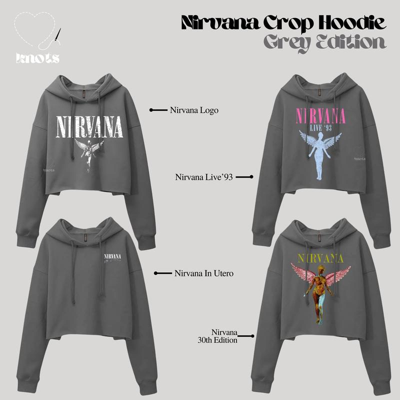 Nirvana Crop Hoodie (Grey Edition) Lembut 1