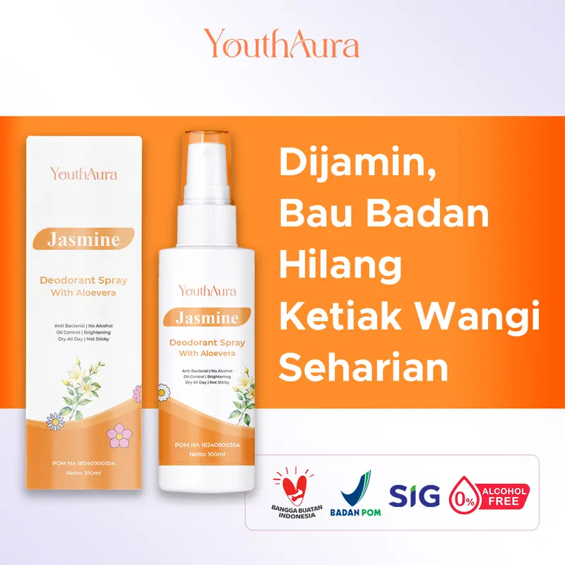 Deodorant Spray Tawas YouthAura BPOM Ampuh 100ml - Tahan Bau Badan dan  Ketiak 24 Jam deo  tawas spray deodorant ketiak 0