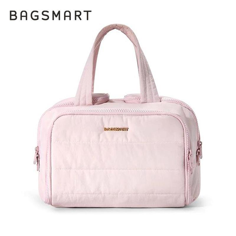 BAGSMART Túi Đựng Đồ Vệ Sinh Cá Nhân Du Lịch Nhẹ Cỡ Lớn Mở Rộng Dành Cho Phụ Nữ Túi Trang Điểm Mỹ Phẩm Phồng Có Tay Cầm Thích Hợp Cho Phụ Kiện Thiết Yếu Đồ Vệ Sinh Cá Nhân