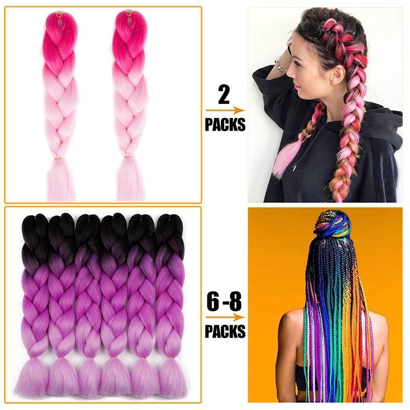 Colored Braiding Hair 24.5 Inch Colorful Braiding Hair for Braids Synthetic Colored Hair Extensions 4
