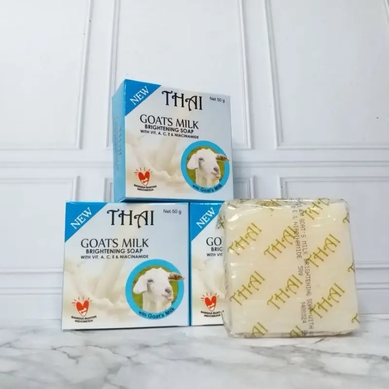 SABUN PEMUTIH WAJAH THAI GOATMILK SUSU DOMBA 50gr  dengan Glutathion dan vitamin C Mencerahkan Facial   Perawatan Muka Pencerah Pelembab Hitam Membersihkan Memutihkan   Kotoran Acid