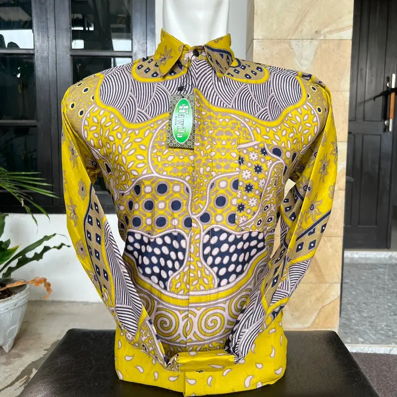 Kemeja Batik dan Tunik Sarimbit Warna Lemon 2
