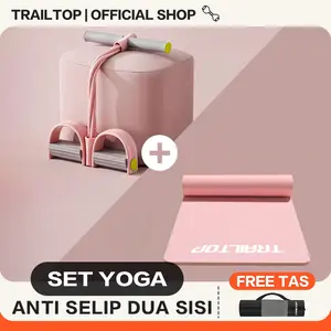 TRAILTOP Set Yoga Mat & Tummy Trimmer Biru Ungu Anti Selip Fleksibel Nyaman untuk Senam Gym dan Yoga dengan Tas Gratis