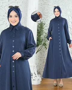 Gamila Gamis Dress (Muat LD 120-125cm) 800 - Bahan Belucci Knit, Wudhu Busui Busuy Ibu Menyusui Friendly Casual Muslim Wanita Panjang Cantik Ada Kancing Harian Formal Kondangan Nyaman