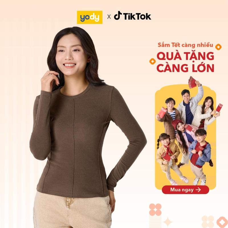  Áo giữ nhiệt nữ YODY sợi viscose giữ ấm tối ưu XTRA-HEAT WCLT25F042 