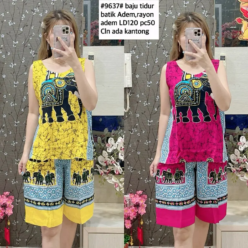 #9637 baju tidur set batik gajah kensi 2
