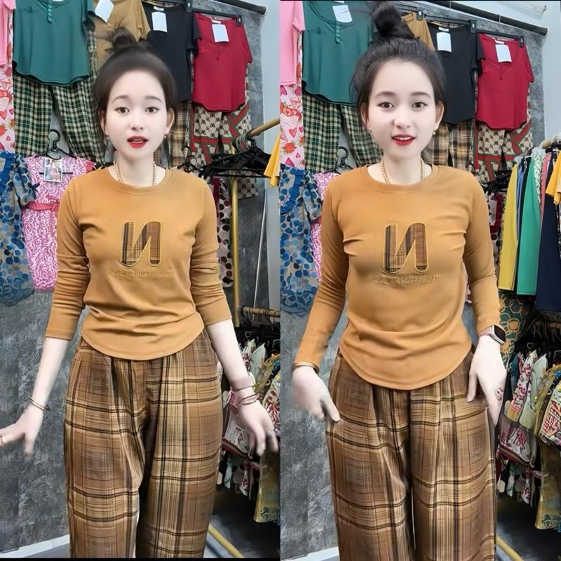  Đồ Bộ Tay Dài Quần Baggy Đồ Bộ Nữ Thêu. Áo tăm lạnh quần mango mặc nhà mềm mát size từ 45-67 kí 