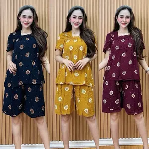 Paket Usaha Setelan Kulot Daisy One Set Wanita Bahan Rayon - 3 Pcs - Celana, Baju