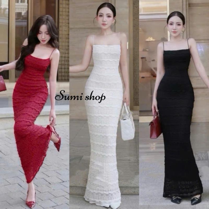 SM - Đầm body ren hai dây bún dáng dài sang chảnh, tiểu thư dịu dàng - Ren Váy boby , váy body nữ tôn dáng , váy xinh , váy đi tiệc , váy đi biển