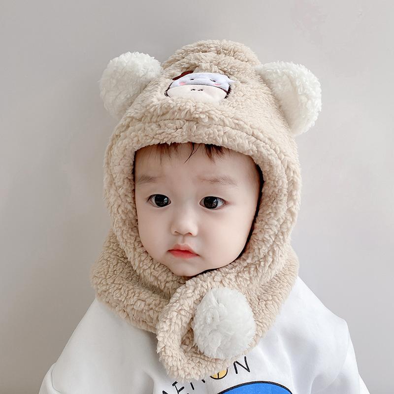 Mũ Một Mảnh Cho Em Bé Hình Bò Hoạt Hình Dễ Thương, Nhồi Bông Và Dày, Thích Hợp Cho Bé Trai Và Bé Gái Từ 1-13 Tuổi, Có Bảo Vệ Tai, Mũ Len, Ấm Áp Mùa Đông, Che Cổ, Cho Trẻ Em