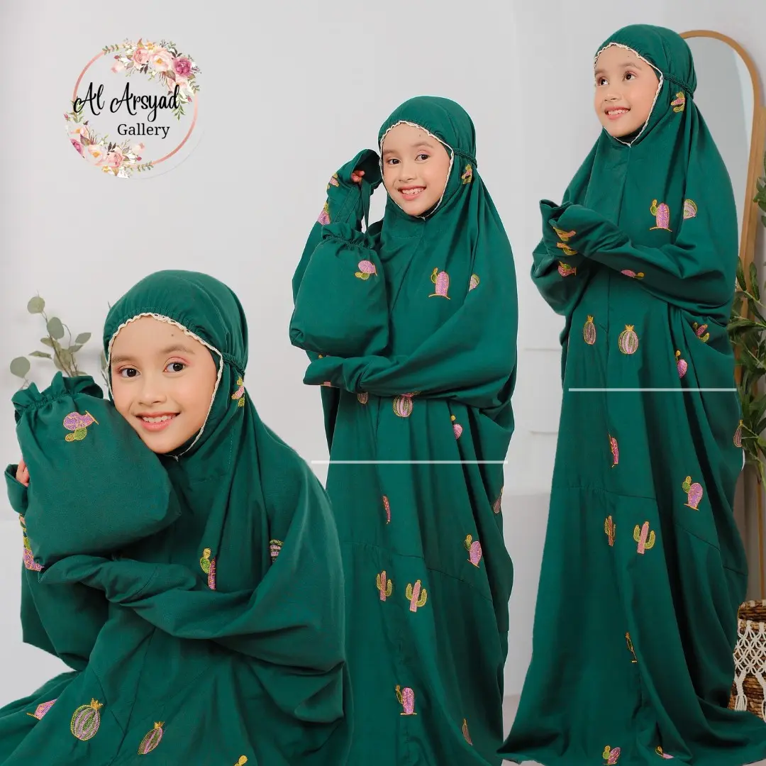Mukena Terusan KAKTUS Cactus Bordir Anak SD Remaja Lembut