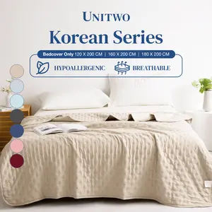 UNITWO DAILY [Bed Cover Only] - Bed Cover / Selimut Korea Polos Lembut, Adem dan Nyaman, Selimut / Bed Cover  Estetik Modern Minimalis Ukuran Single, Queen, dan King 120, 160, 180 CM - Main