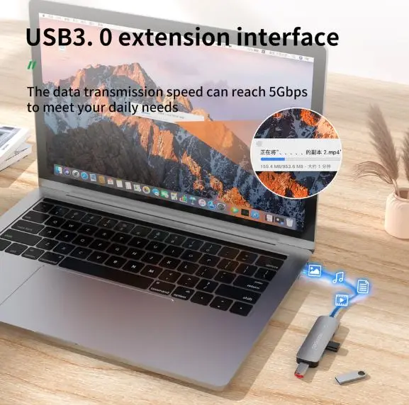 GOOJODOQ Premium 4-in-1 USB Type A / Type C USB 3.0 Hub for Mobile Phone PC - USB Type-A 7