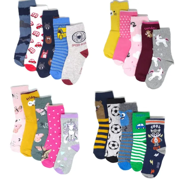 Paket 6 Pasang, Kaos Kaki Anak Panjang Motif Karakter Lucu Laki laki Perempuan Usia 3-7 Tahun TK PAUD, Bahan Katun Lembut 1