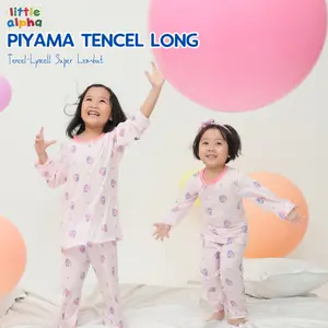 Little Alpha Piyama Tencel Panjang | J25 Series Bestie Baju Tidur Anak Unisex 1-5 Tahun