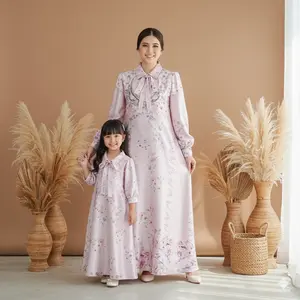 BV - READY STOCK - Gamis Megan Couple Ibu & Anak Perempuan Gamis Megan Ibu Lengan Panjang Gamis Lebaran 2026