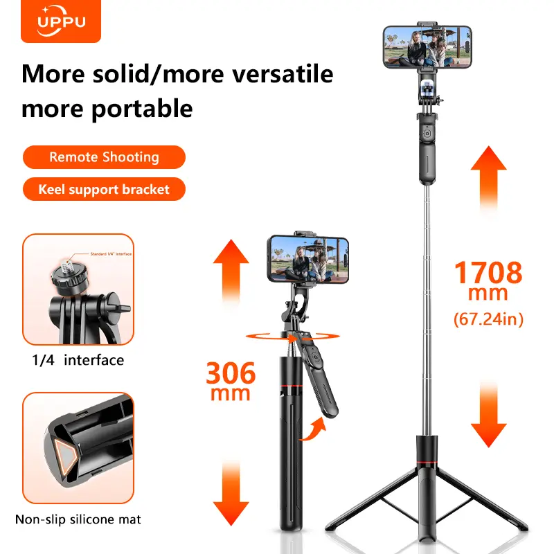 UPPU F16 Tongsis  Bluetooth 178cm Fill light Tongsis  Remote Tongsis hp  Stick Bluetooth Tongsis Gimbal untuk Handphone Kamera Ring Light