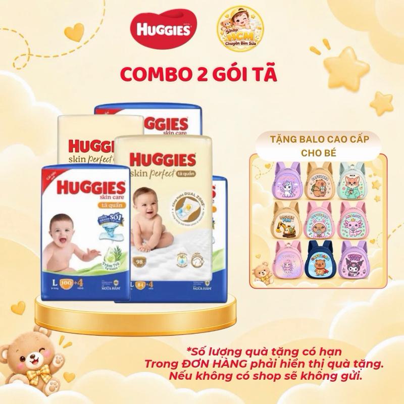 Combo 2 Tã Quần Huggies Mega Jumbo Skincare/ Skinperfect Full Size M L XL XXL - Bảo Vệ Da Mềm Mịn Cho Bé Yêu