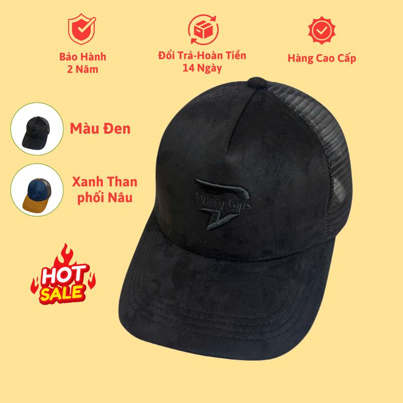 Mũ da lộn phối lưới cao cấp Dowry, nón kết nam thoáng mát D38 nón  ket