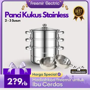 [BEST SELLER KUKUS 3 SUSUN] freemir Panci Kukus Stainless Steel 3 Susun Dandang Steamer Kukusan