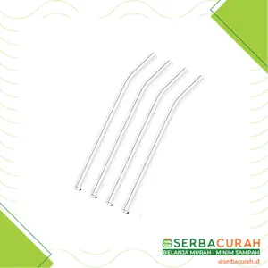 Sedotan Kaca Lengkung | Reusable Glass Straw | P 20 cm D 8 mm