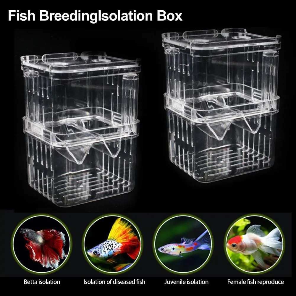 Double-Deck Clear Fish Breeding Isolation Box Aquarium Breeder Fish Tank Hatching Incubator Fish House Home #447535