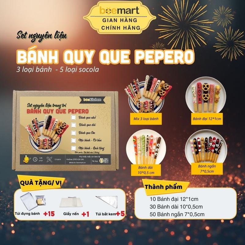 Beemart Set Pepero Bánh Quy Que - Làm Quà Tặng - Không Cần Lò Nướng - 10-90 Bánh Cực Xịn - Set Nguyên Liệu Tự Làm Bánh Dễ Thương - Phiên Bản Đặc Biệt Giáng Sinh