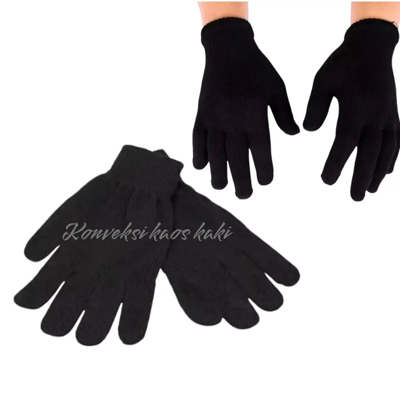 Sarung Tangan Rajut Hitam Polos untuk Pria dan Wanita Dewasa - 1 Pasang Gloves 5